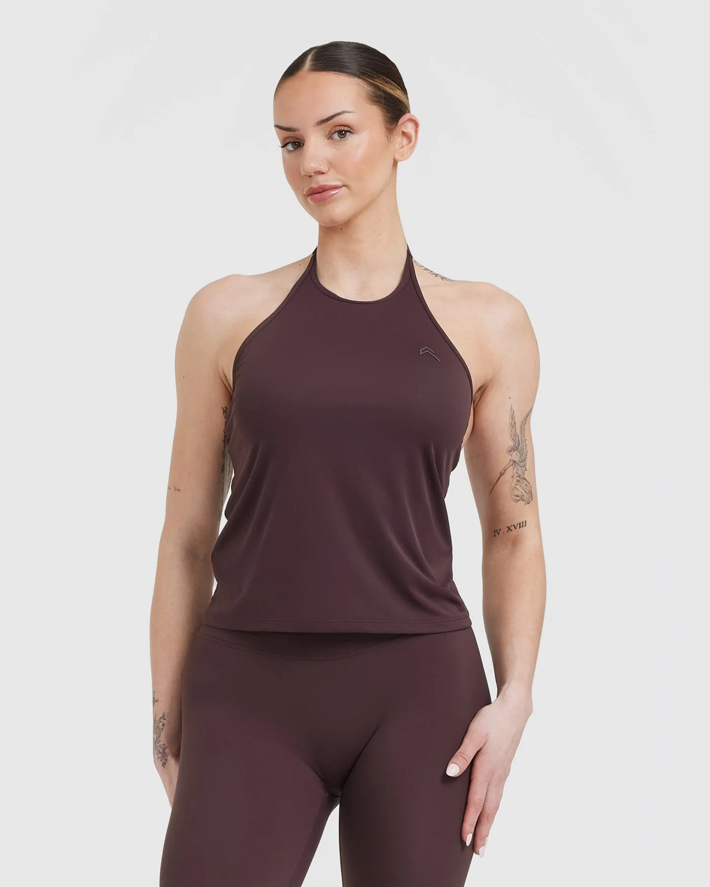 Go To High Neck Loose Crop Vest | Plum Brown