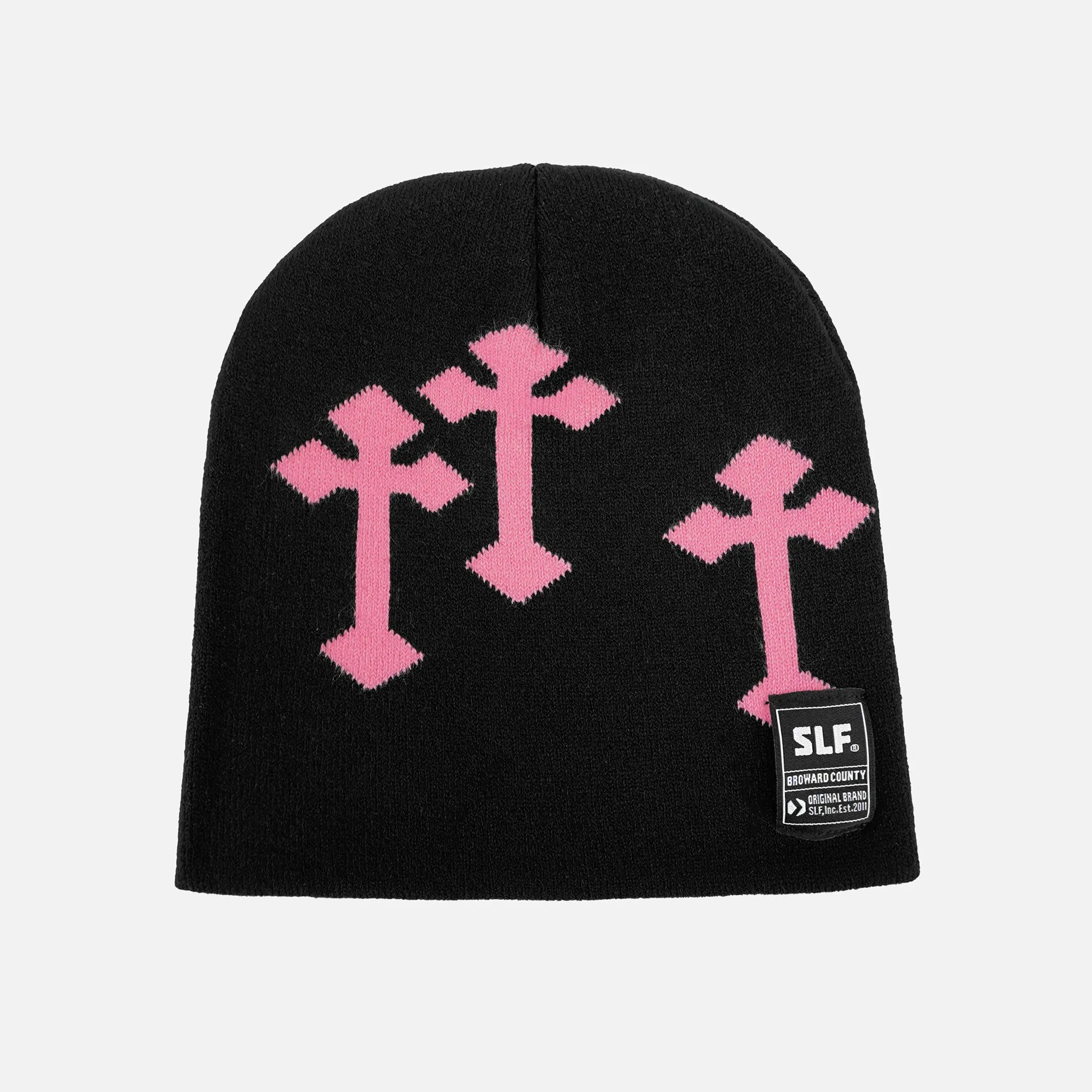 Gothic Cross Black Pink Beanie