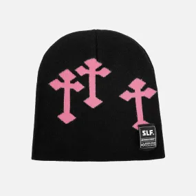 Gothic Cross Black Pink Beanie