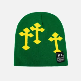 Gothic Cross Green Yellow Beanie