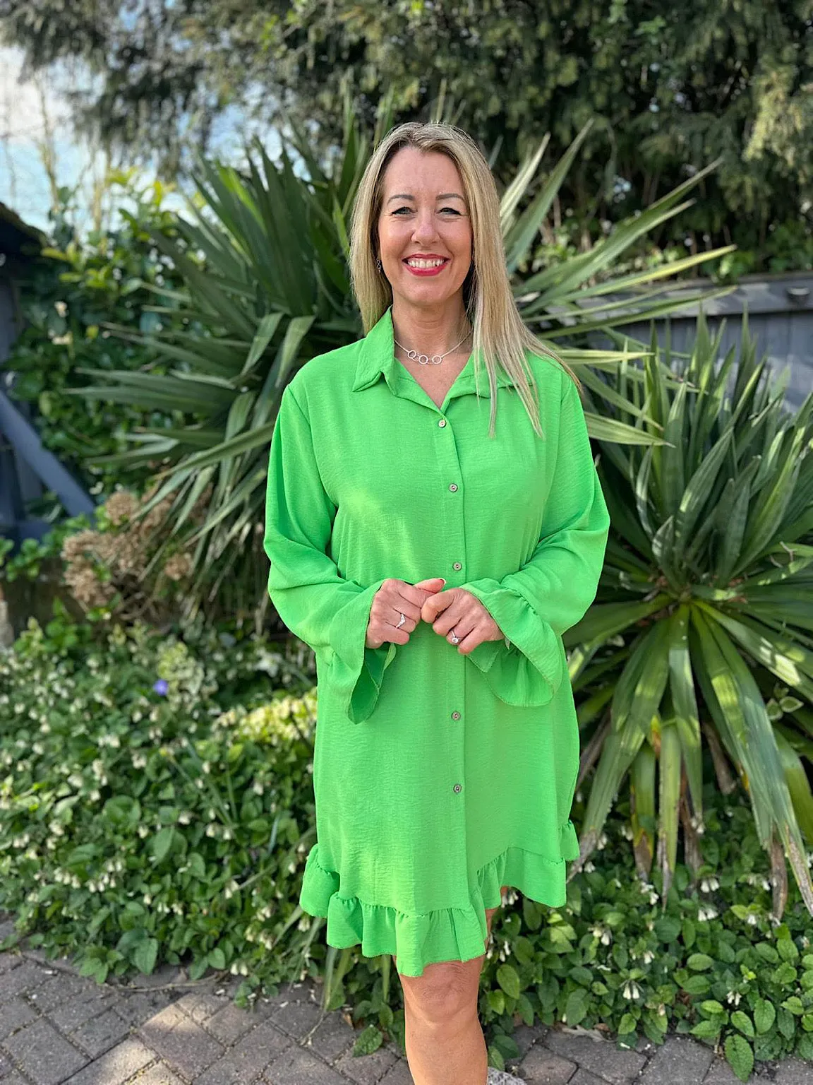 Green Crepe Frill Tunic April