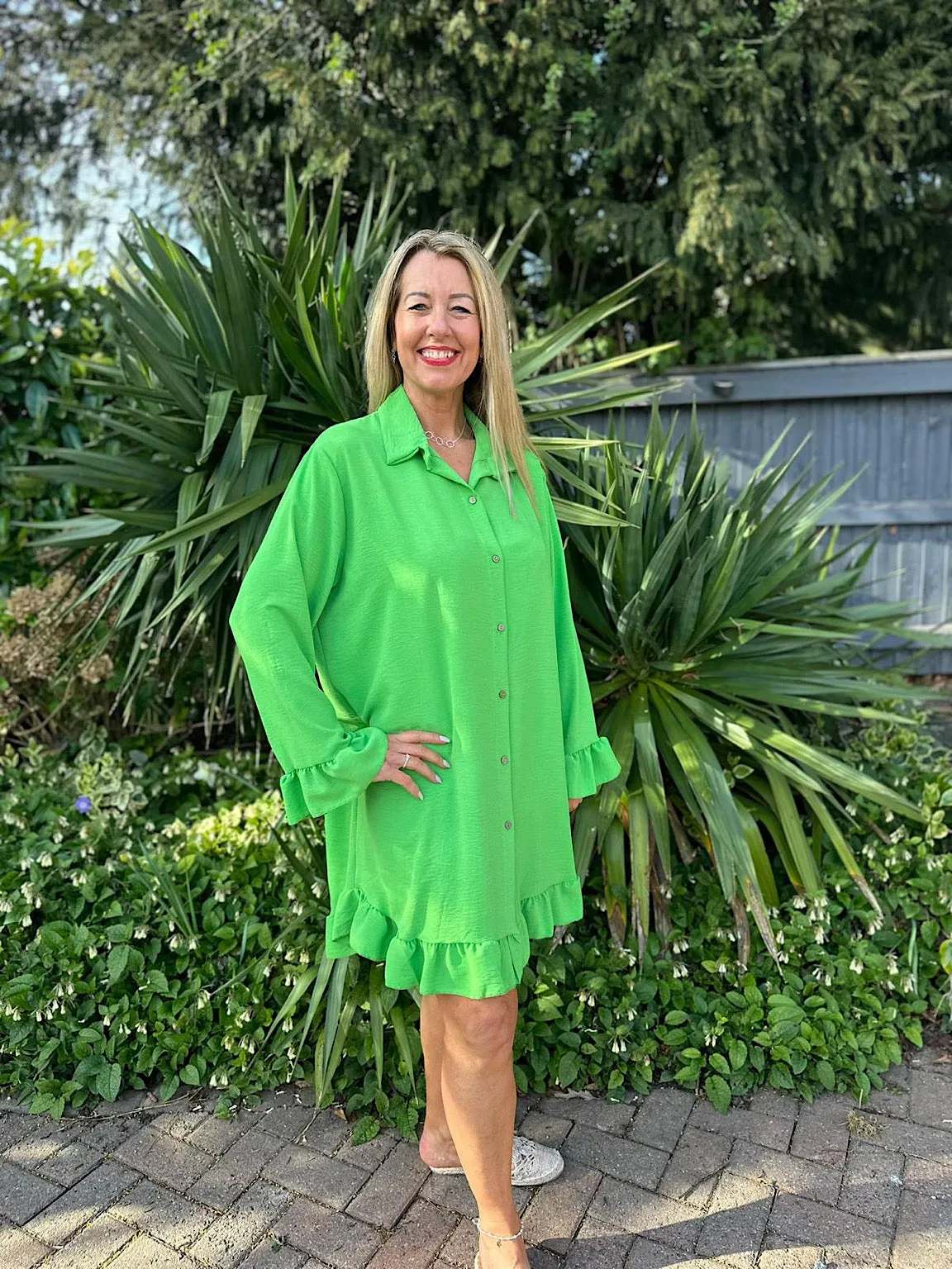 Green Crepe Frill Tunic April