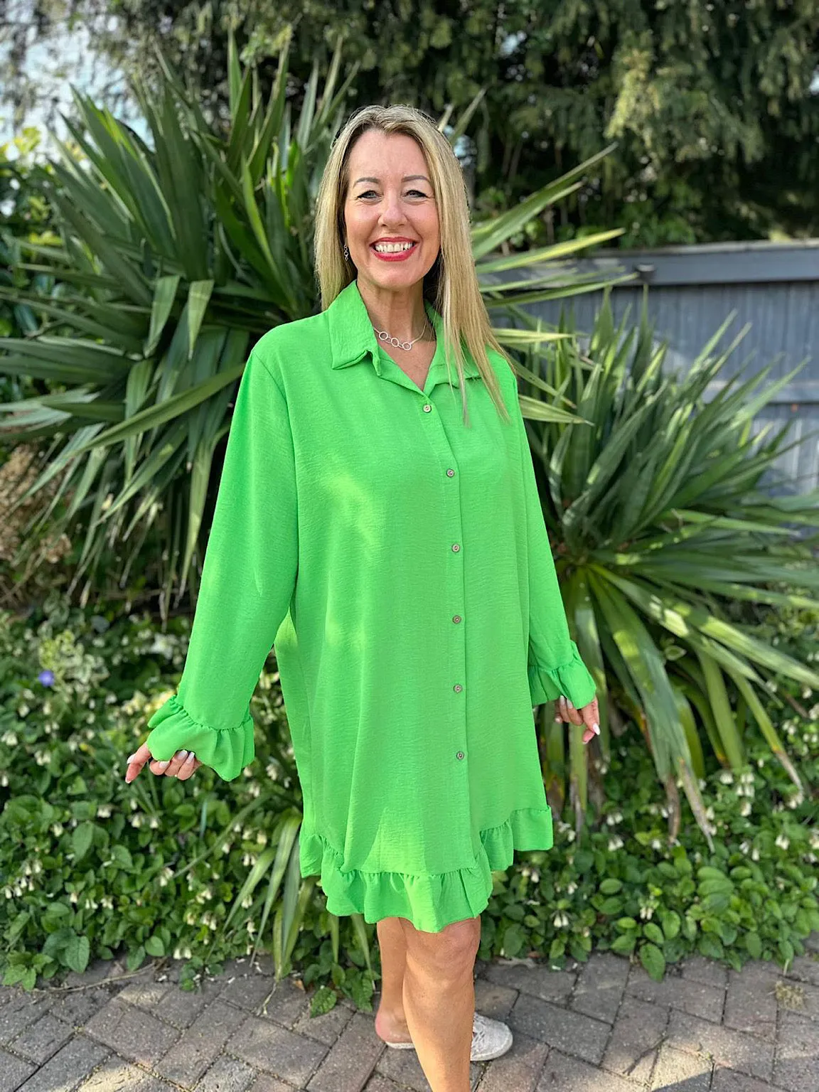 Green Crepe Frill Tunic April