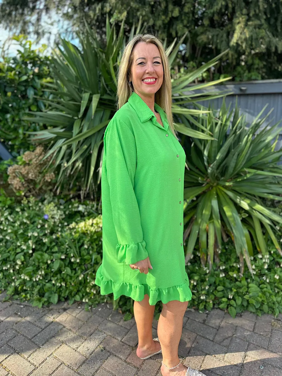 Green Crepe Frill Tunic April