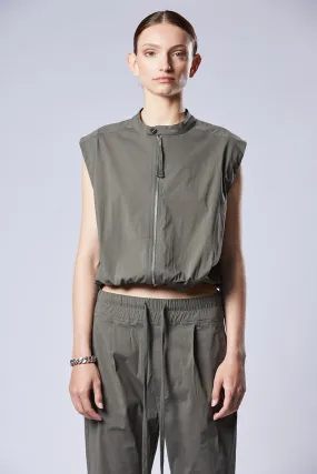 GREEN ZIPPED BLOUSE VEST