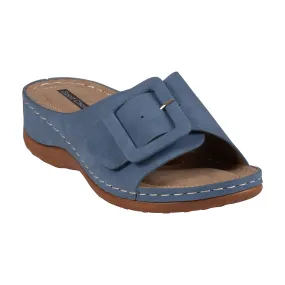 Hamden Royal Blue Buckle Comfort Flat Sandals