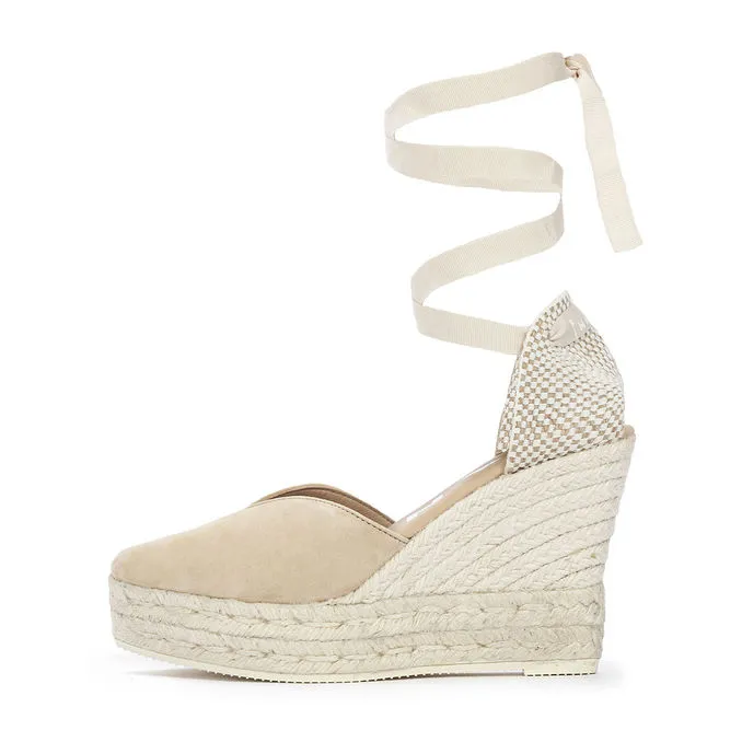 HAMPTONS SANDALS WEDGED WITH LACES Woman Beige Champagne