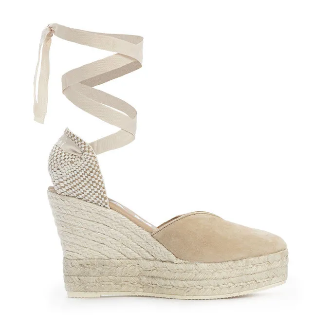 HAMPTONS SANDALS WEDGED WITH LACES Woman Beige Champagne