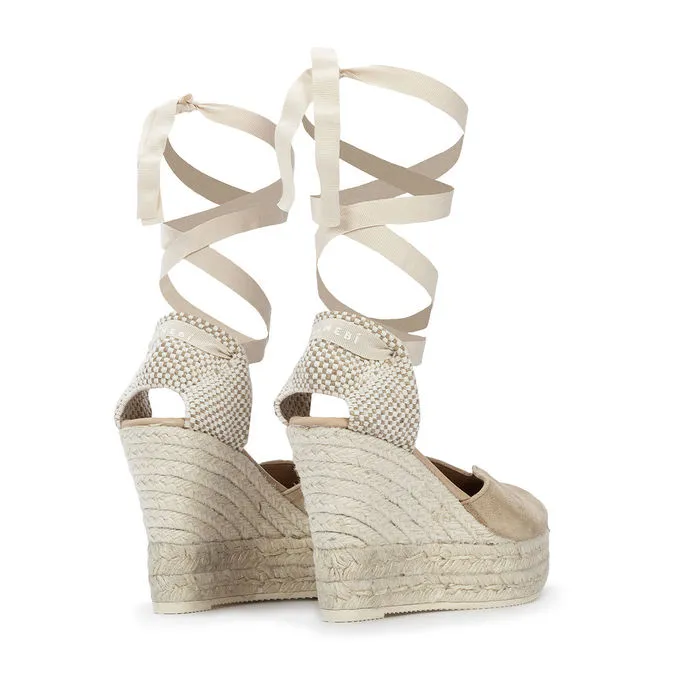 HAMPTONS SANDALS WEDGED WITH LACES Woman Beige Champagne