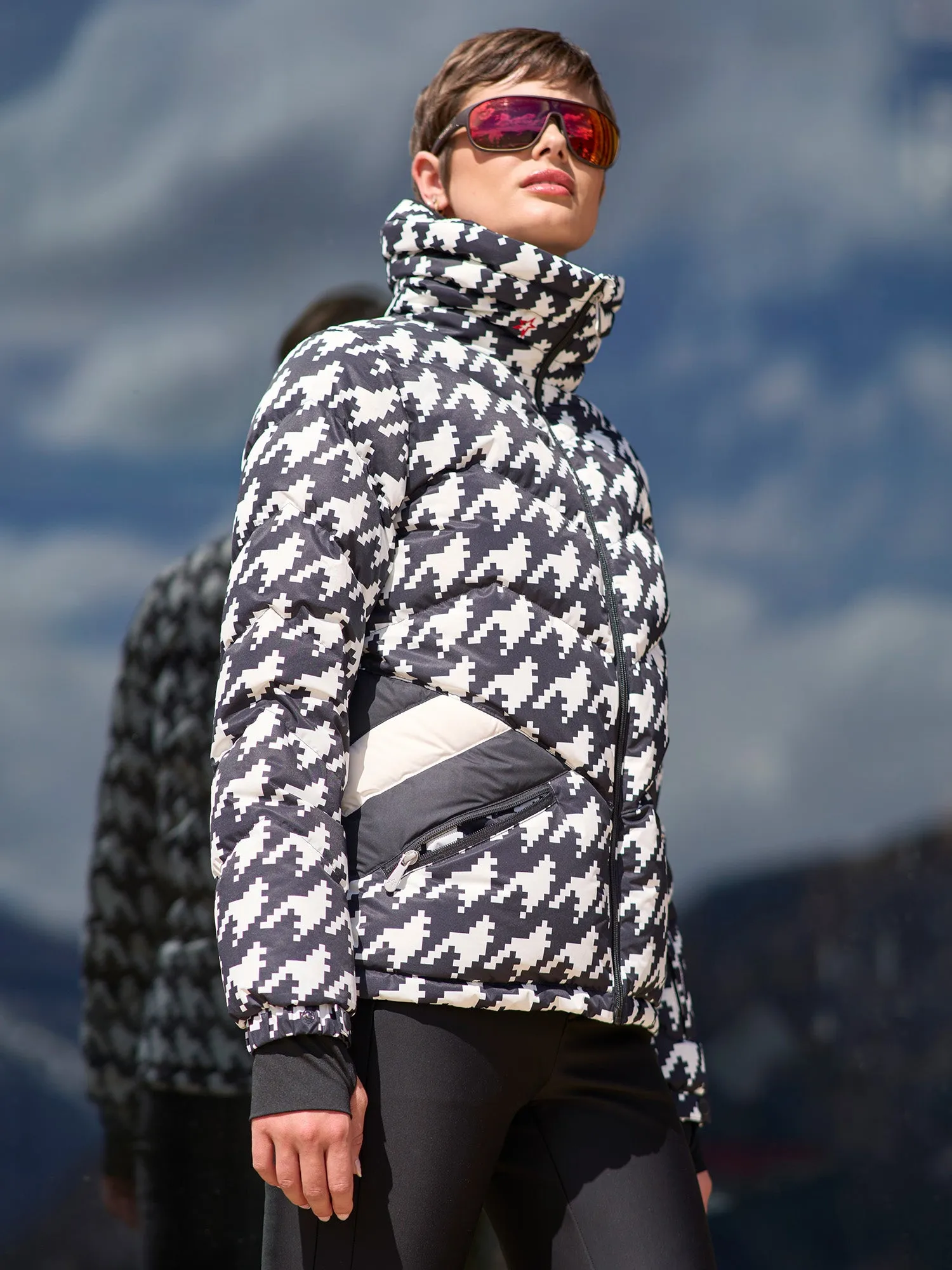 Houndstooth Duvet Down Ski Jacket