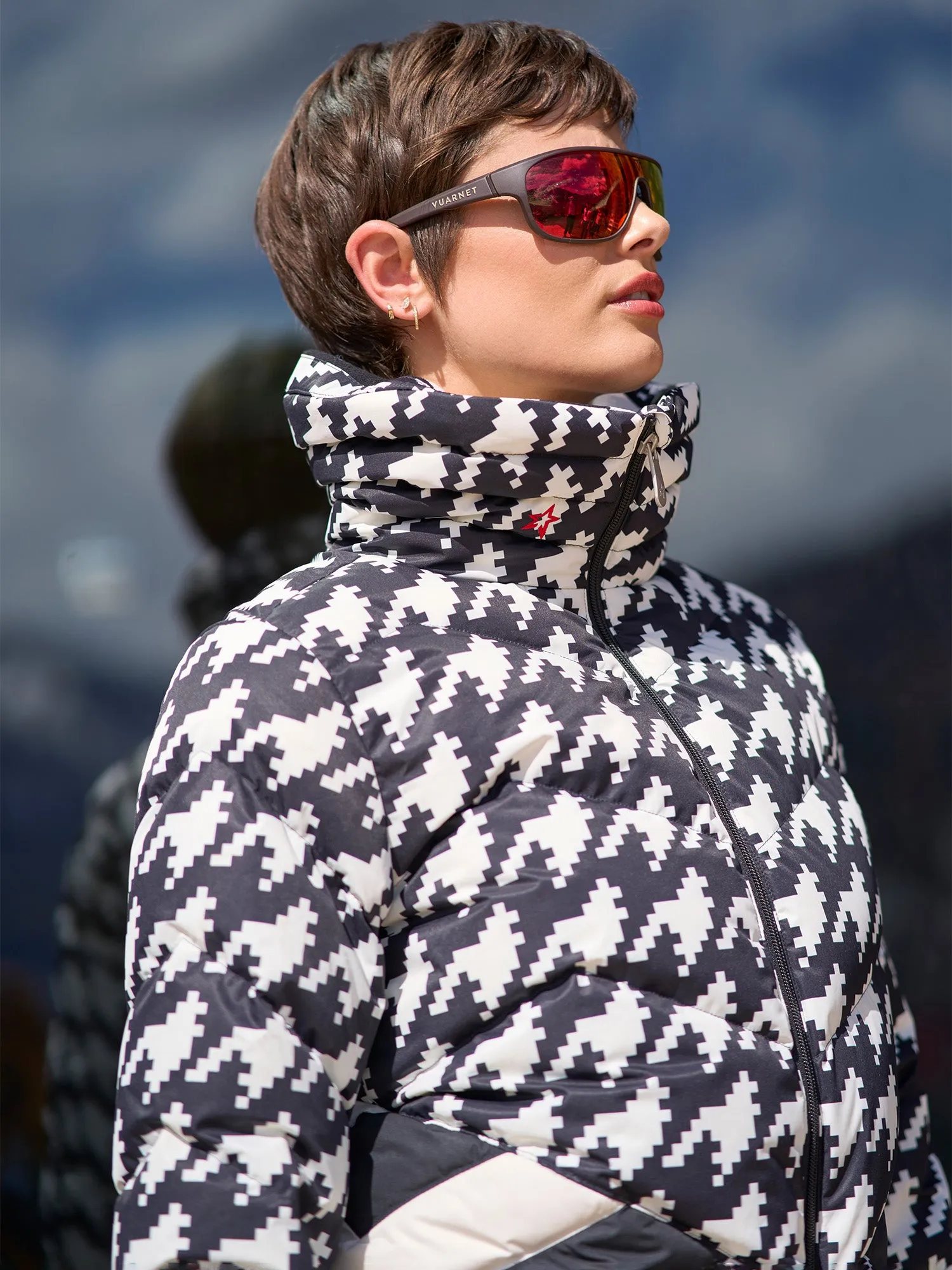 Houndstooth Duvet Down Ski Jacket