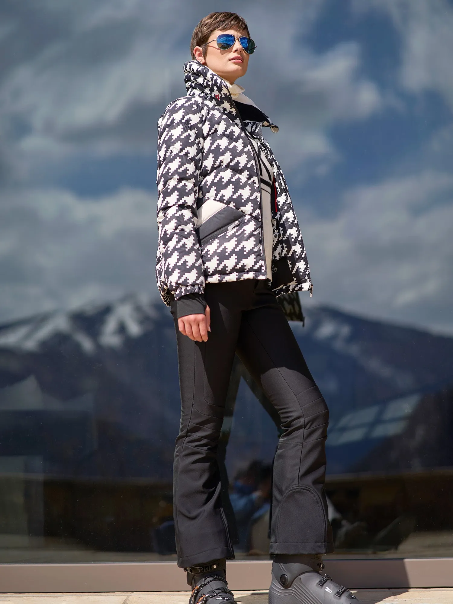 Houndstooth Duvet Down Ski Jacket