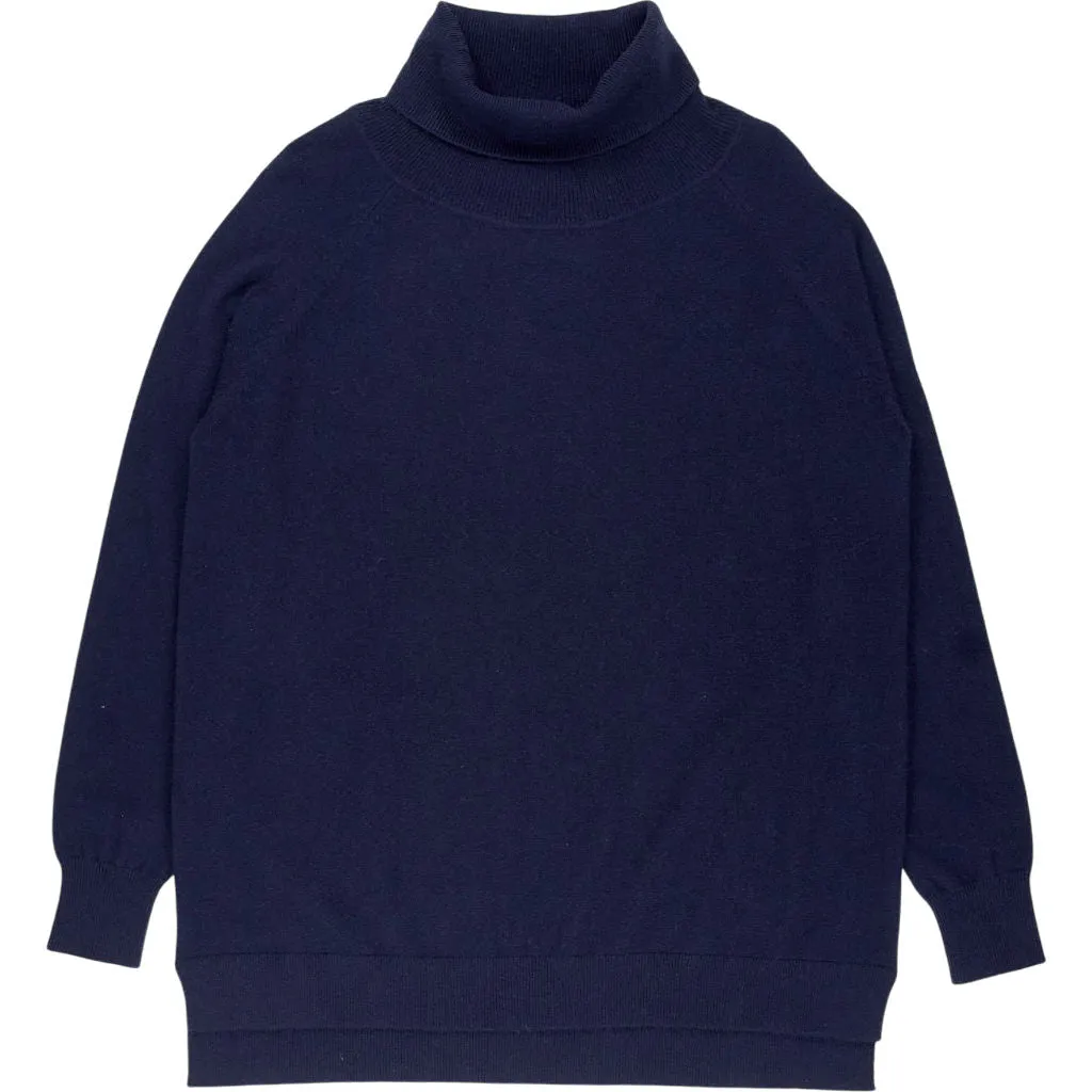 Hush Navy Roll Neck Cashmere Jumper