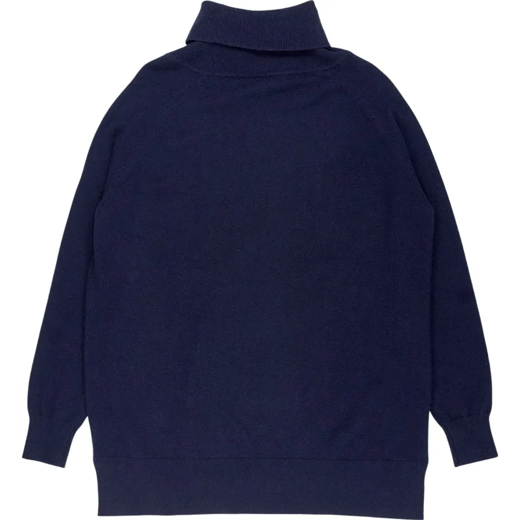 Hush Navy Roll Neck Cashmere Jumper