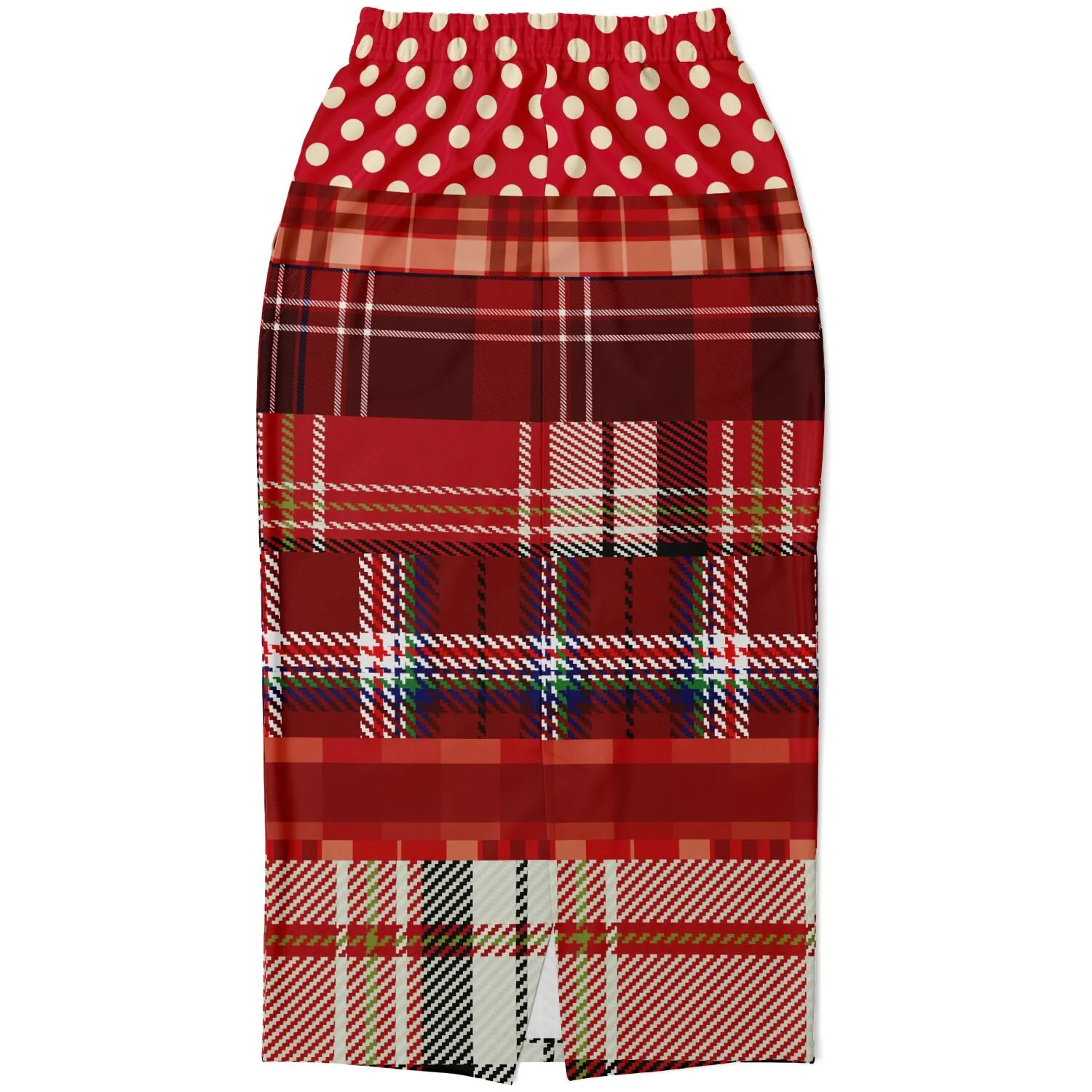 Jersey Salsa Plaid Patchwork Eco-Poly Long Pocket Skirt