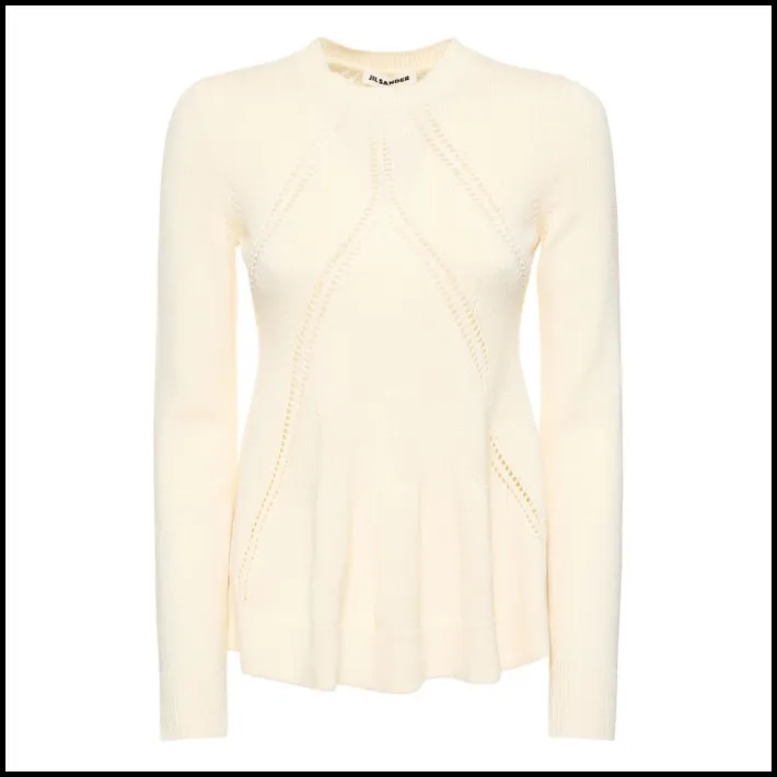 Jil Sander  |Wool V-Neck Long Sleeves Plain Cotton Elegant Style