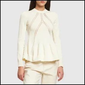 Jil Sander  |Wool V-Neck Long Sleeves Plain Cotton Elegant Style