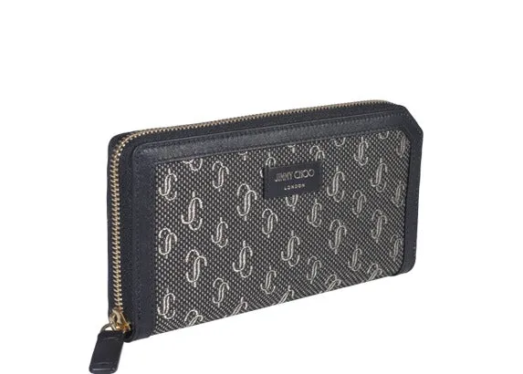 Jimmy Choo Allover Logo Zipped Wallet