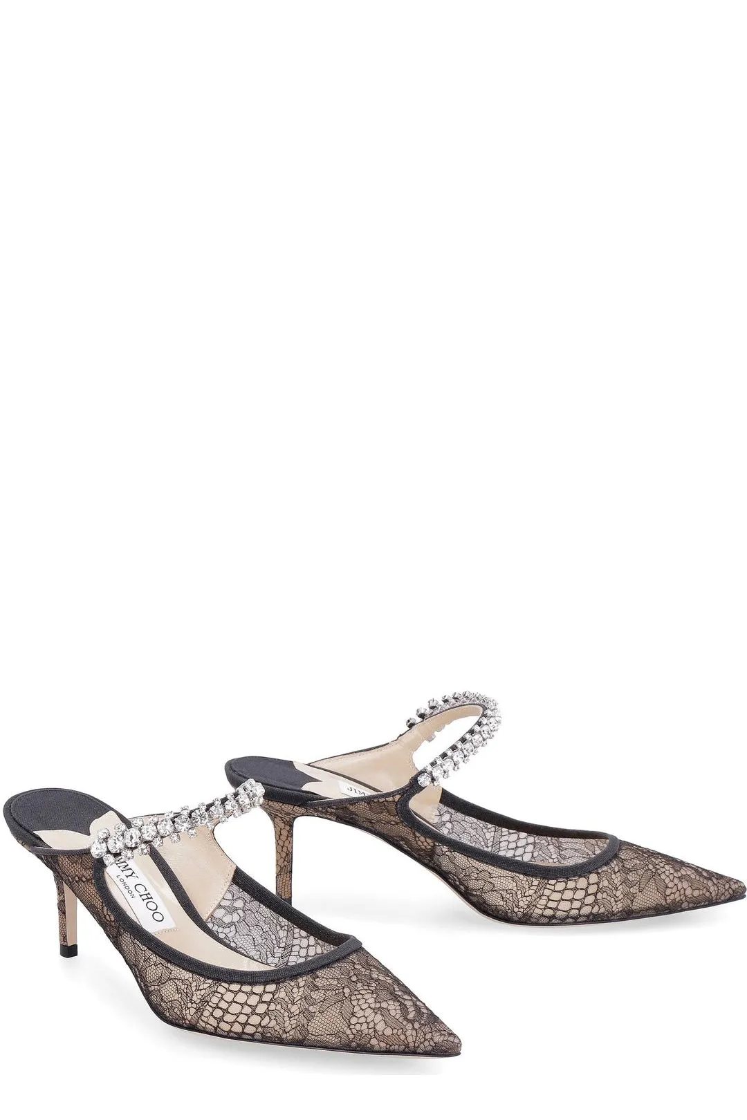 Jimmy Choo Bing Pointed Toe Lace Mules