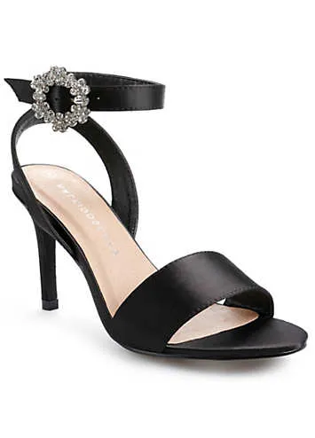 Kaleidoscope Black Ornate Buckle Heeled Sandals | Grattan