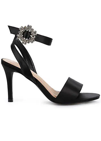 Kaleidoscope Black Ornate Buckle Heeled Sandals | Grattan