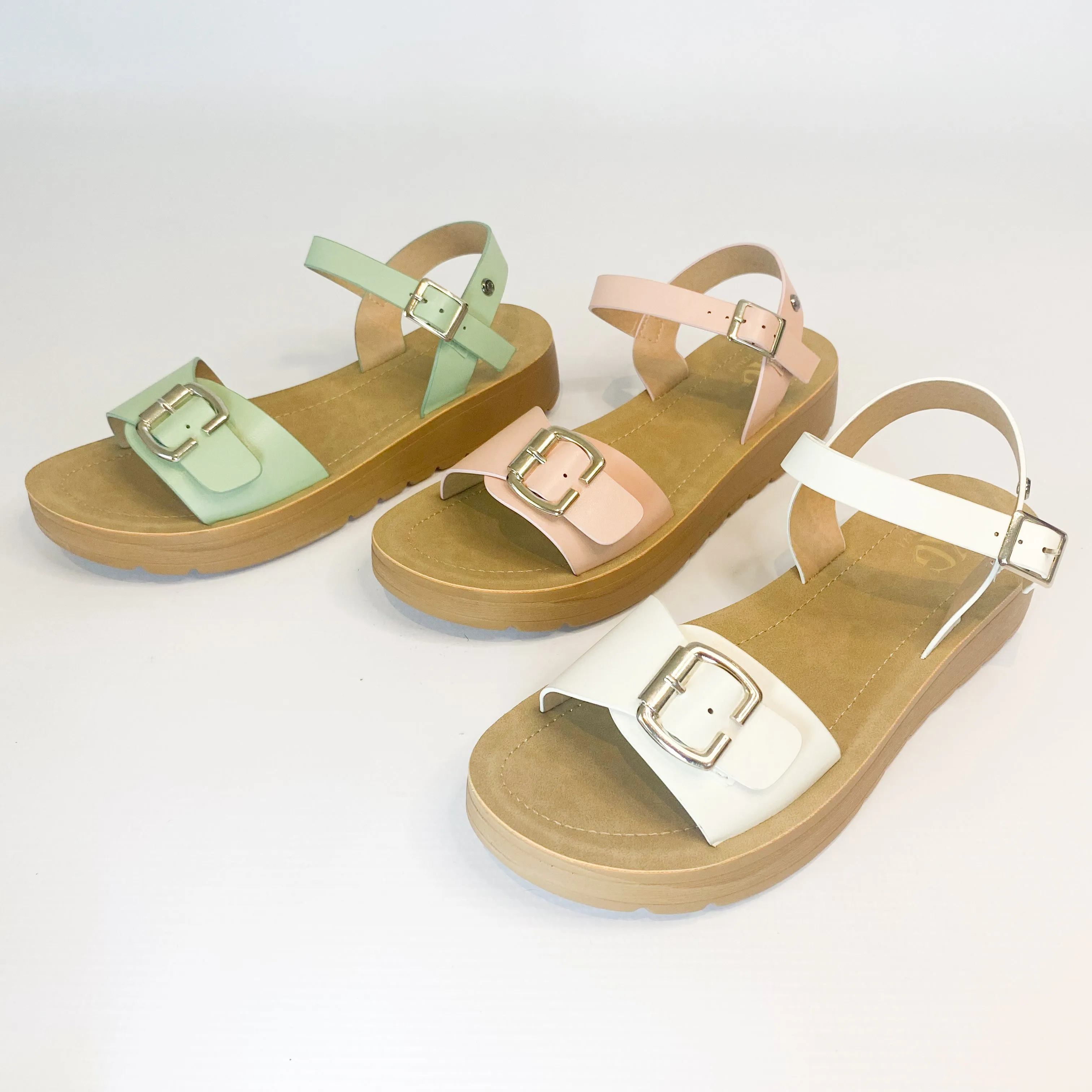 KG pink buckle strap sandal