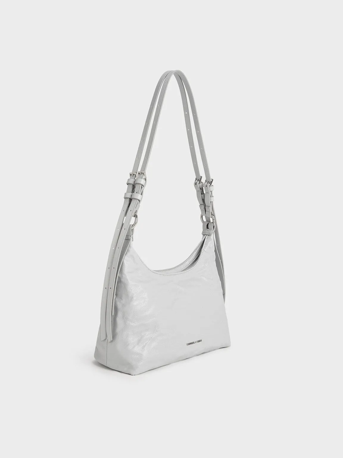 Lark Crinkle-Effect Hobo Bag - Grey