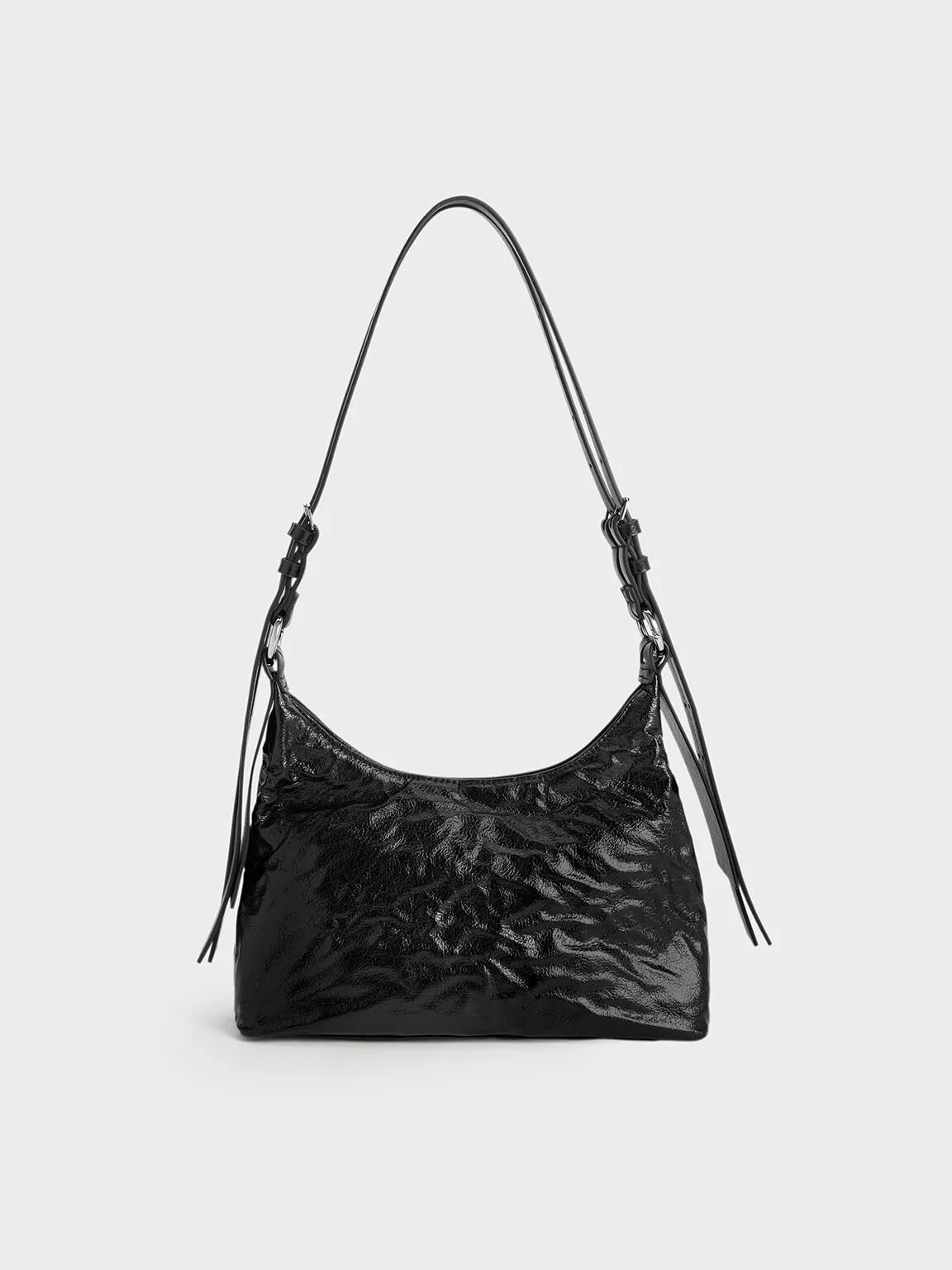 Lark Crinkle-Effect Hobo Bag - Noir