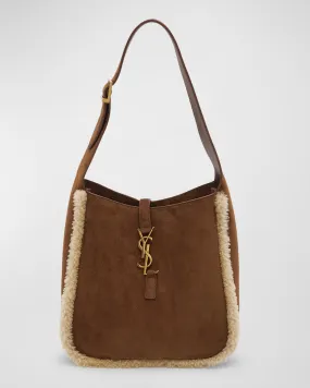 Le 5 A 7 Small YSL Hobo Bag in Suede and Shearling