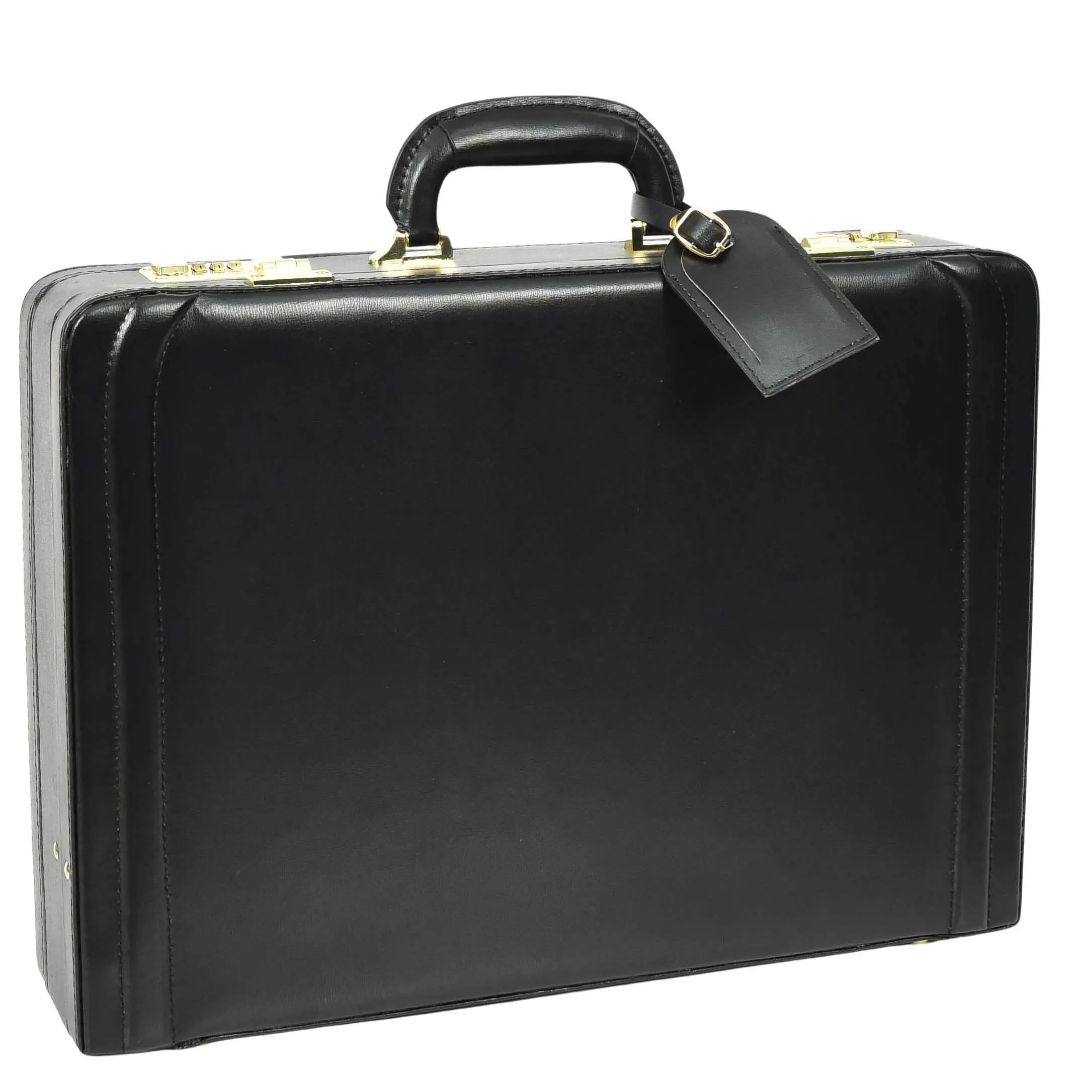 Leather Attache Classic Briefcase Grasmere Black