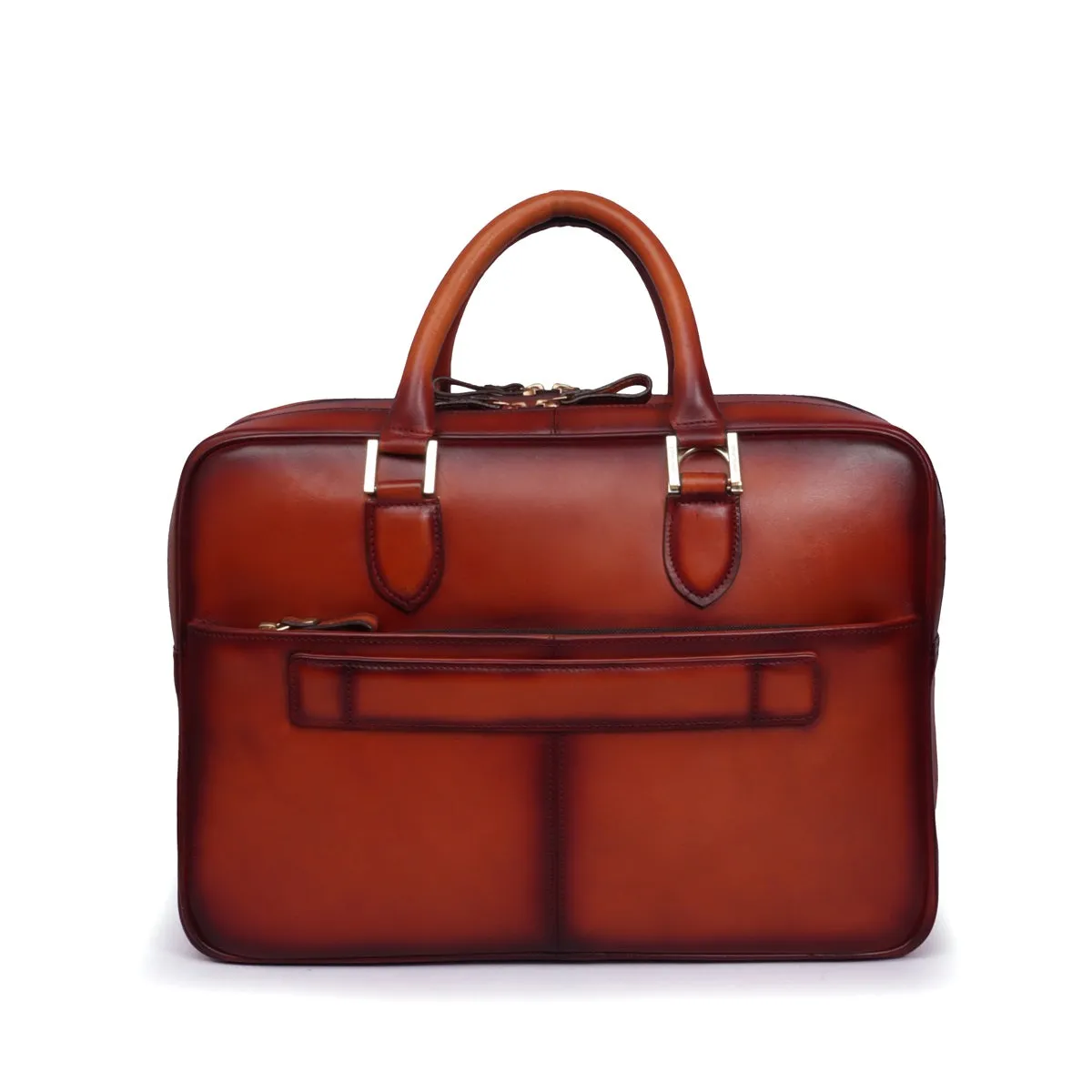 Leather Laptop/Office Tan Briefcase With Brogue Detailing