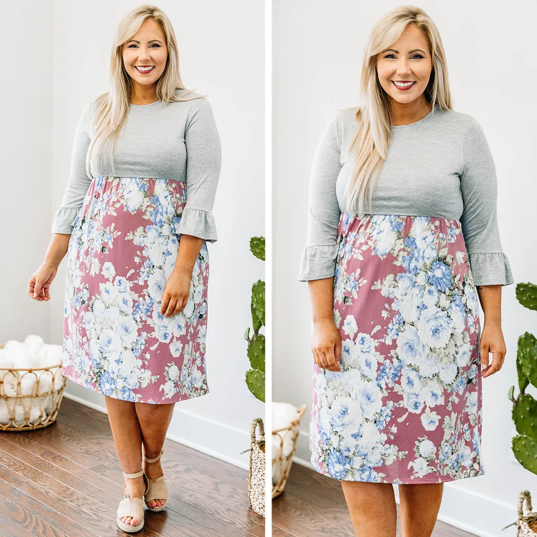 Leave A Kiss Dress, Heather Gray-Mauve