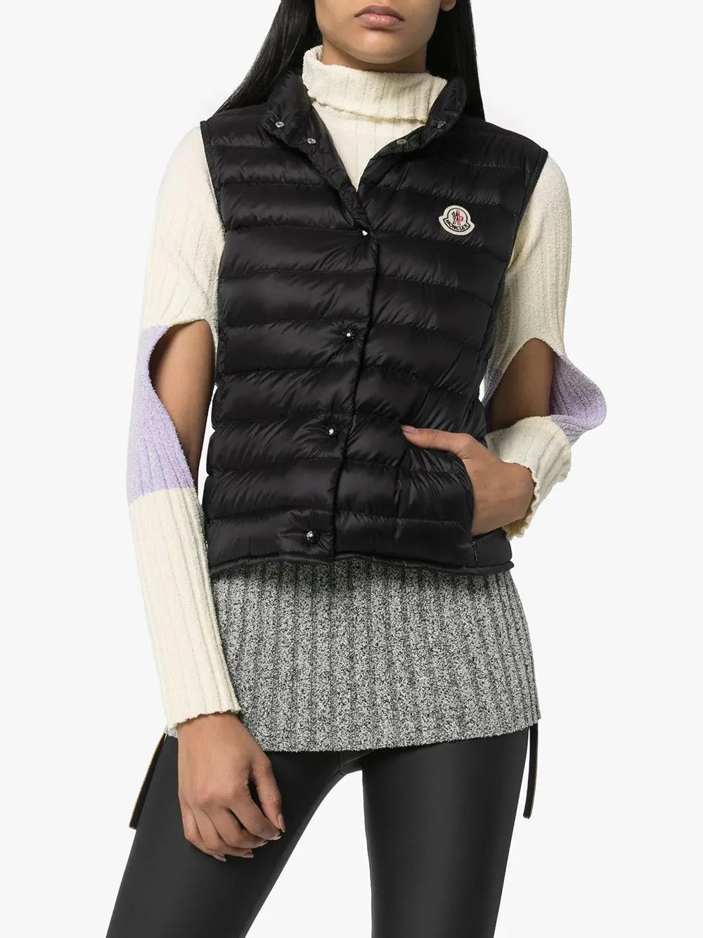 Liane mock neck logo patch down gilet