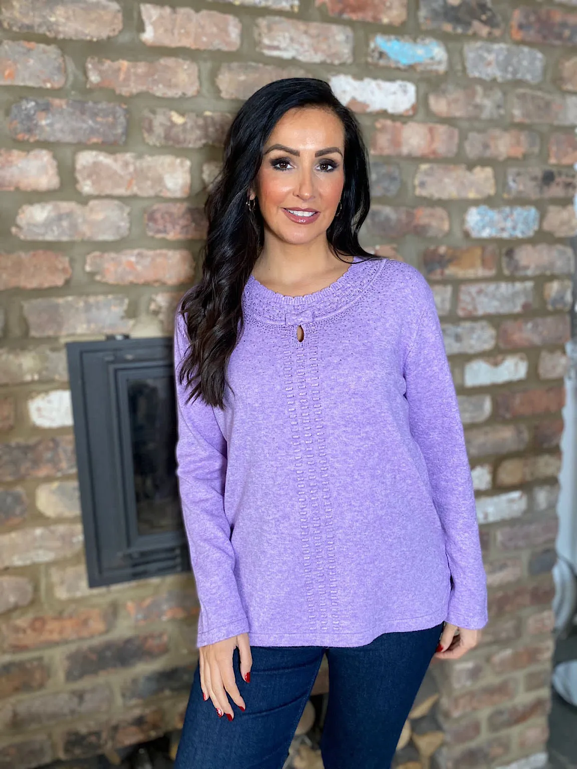 Lilac Diamante Detailed Knit Top Clara