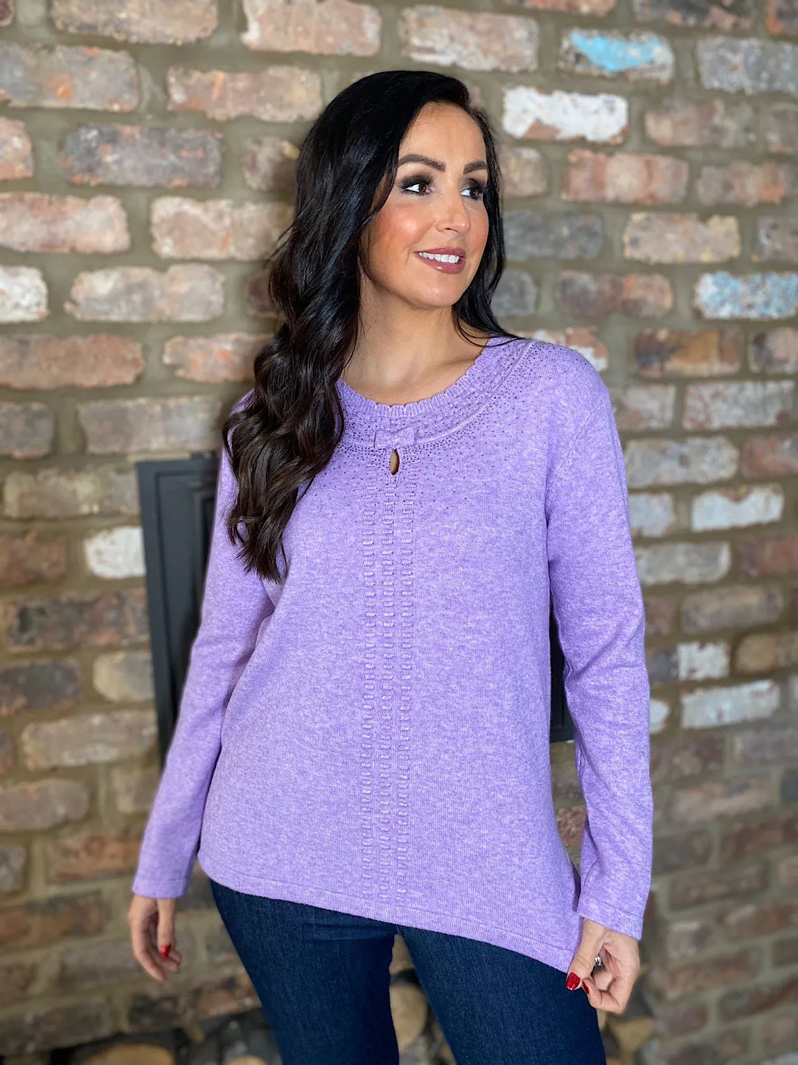 Lilac Diamante Detailed Knit Top Clara