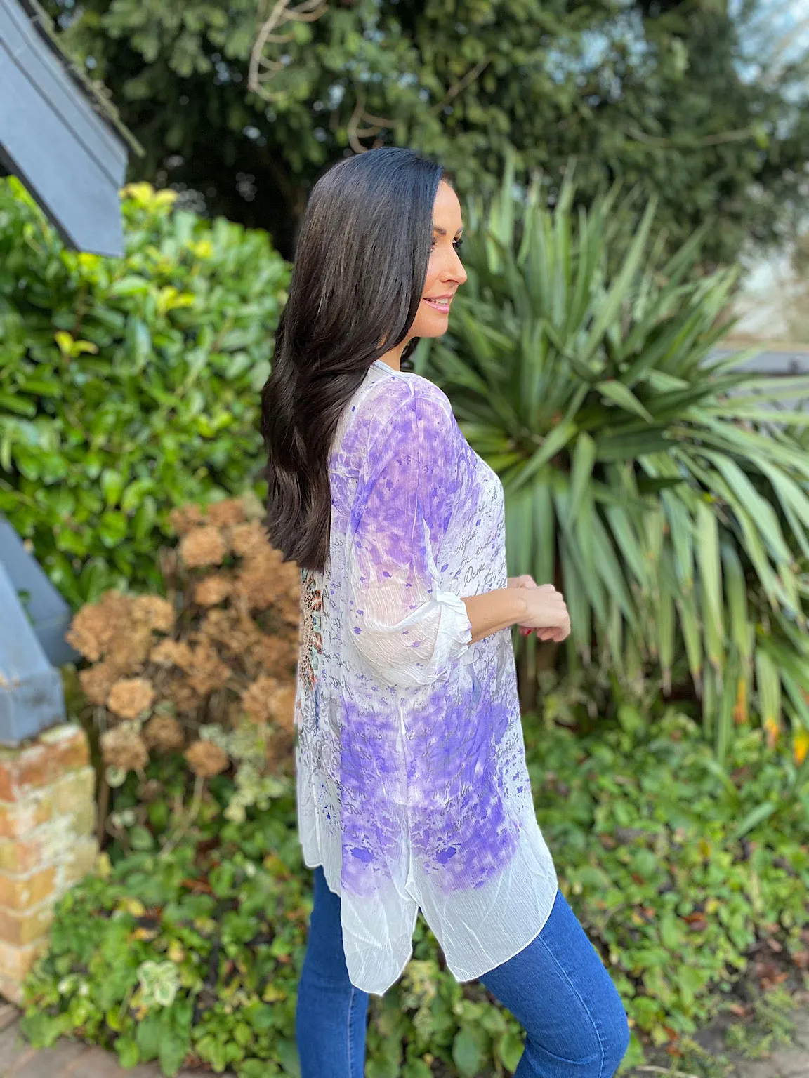 Lilac Layered Feather Pattern Top Diane