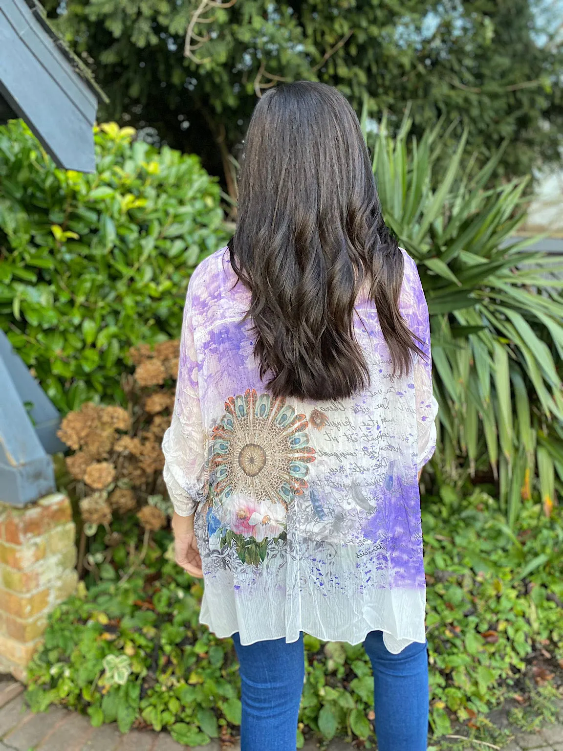 Lilac Layered Feather Pattern Top Diane