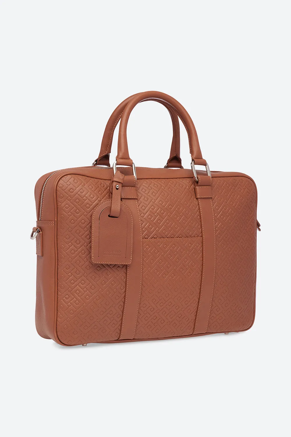 Lobos Briefcase Embossed in Cognac