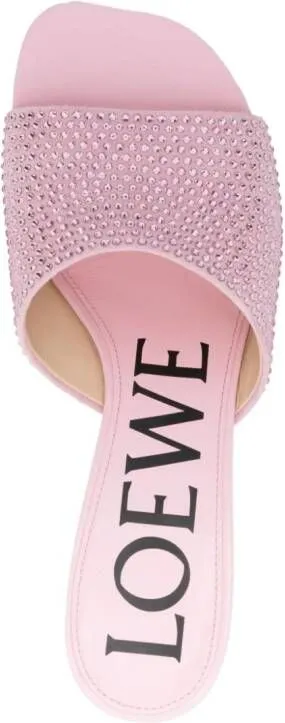 LOEWE Petal 50mm rhinestone-embellished mules Pink