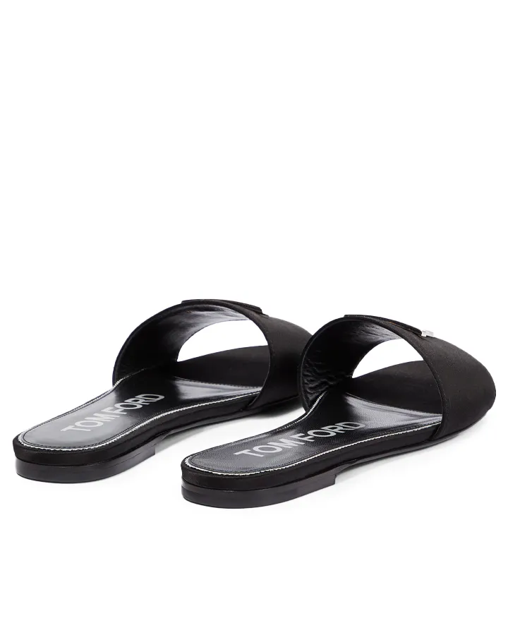 Logo Satin Slides in Black