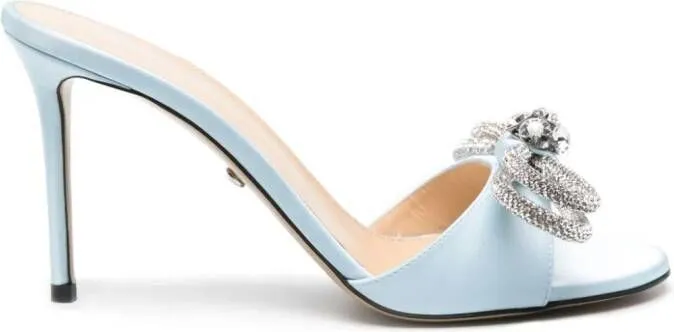 MACH & MACH crystal-embellished bow-detail mules Blue