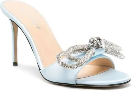 MACH & MACH crystal-embellished bow-detail mules Blue