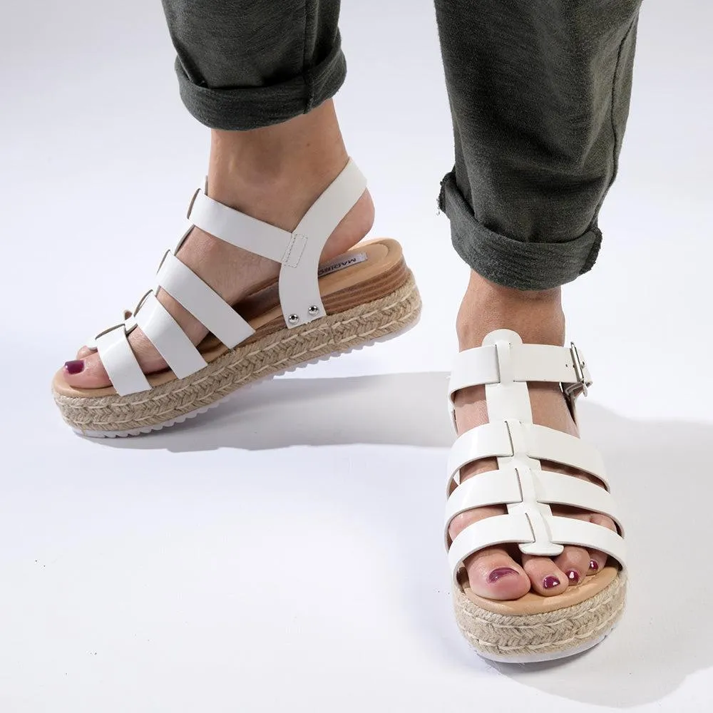 Madison Casablanca Strappy Espadrille Wedge Sandal - White