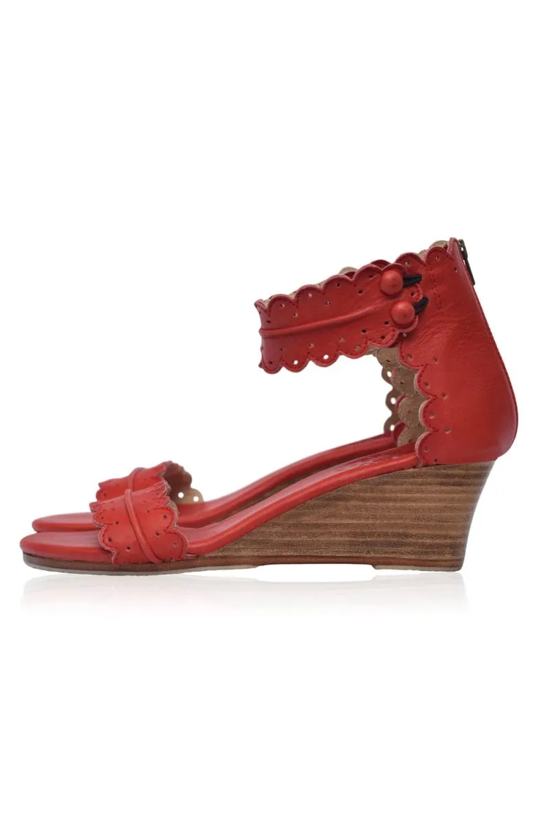 Magdalena Wedges in Vintage Red