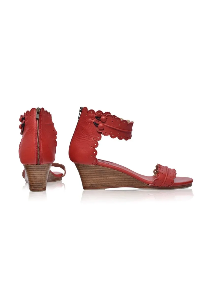 Magdalena Wedges in Vintage Red