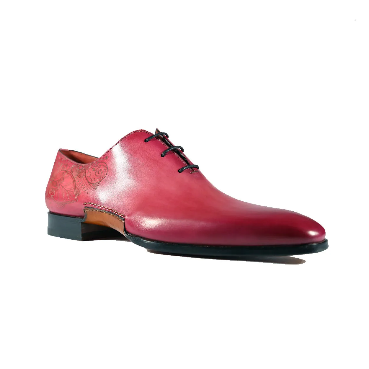 Magnanni 24140 Men's Shoes Flamenco Pink Patina Leather Whole-Cut Oxfords (MAGS1096)