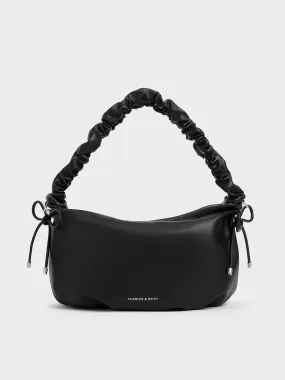 Maisy Ruched-Handle Hobo Bag - Noir