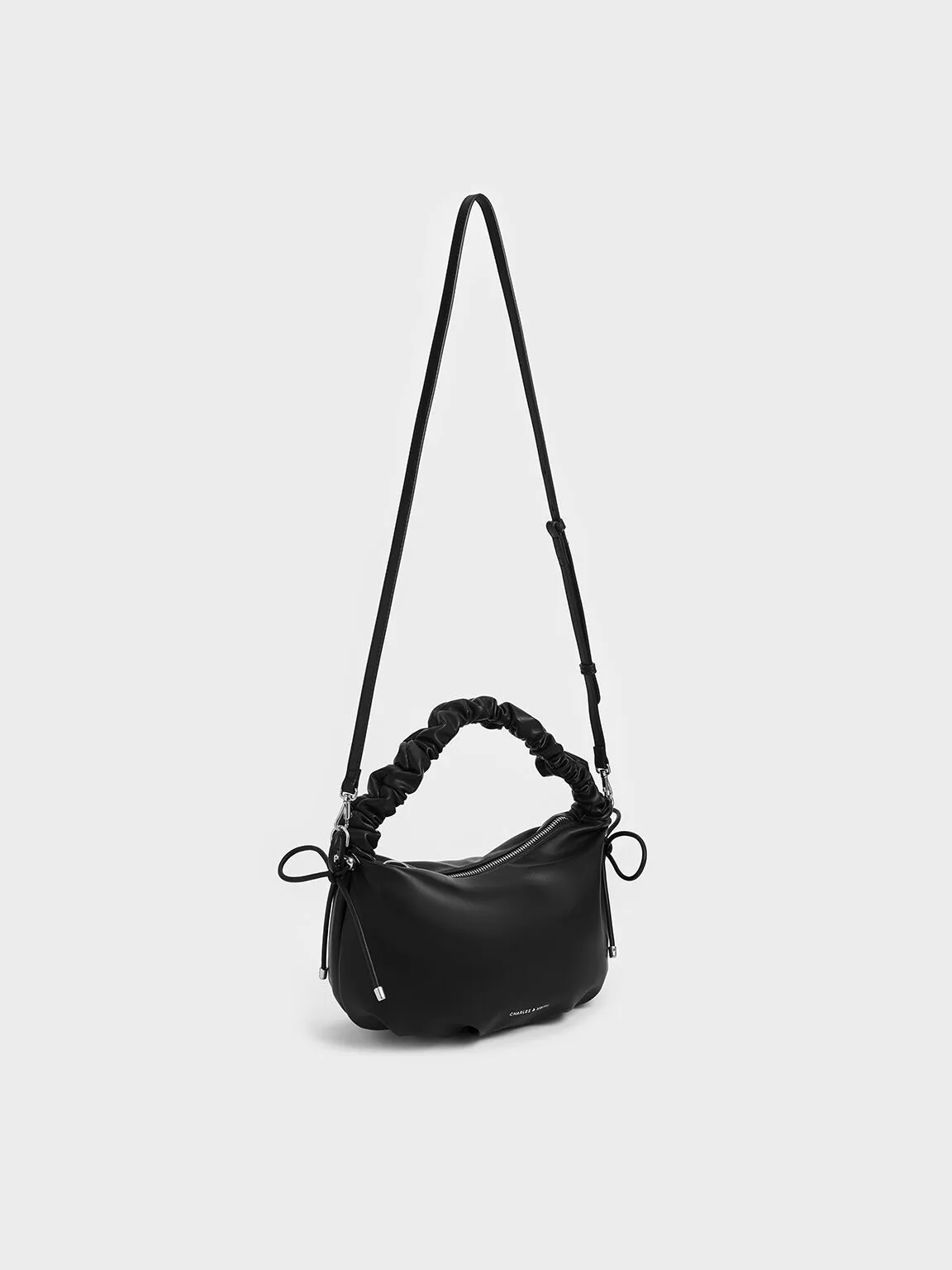 Maisy Ruched-Handle Hobo Bag - Noir