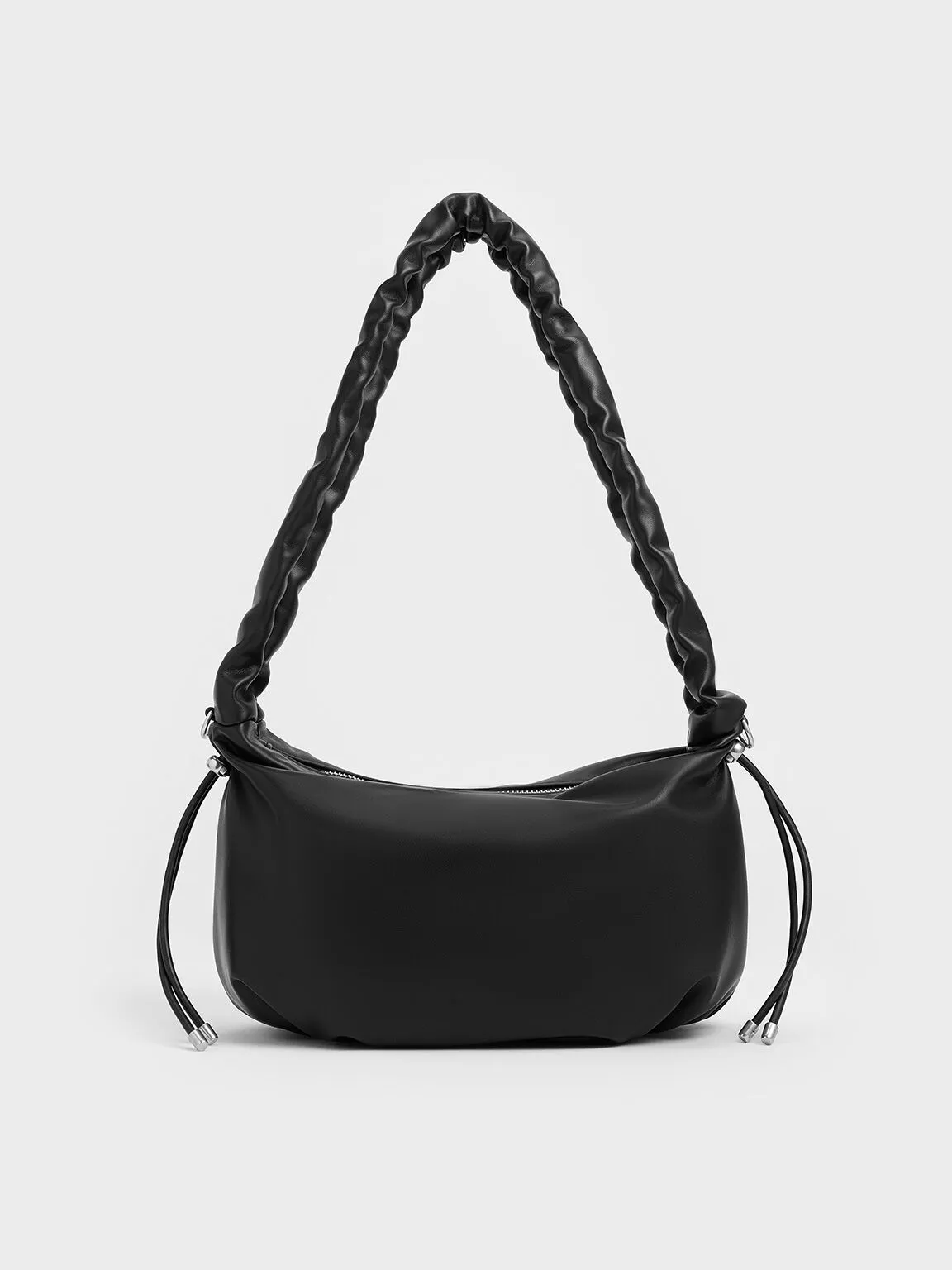 Maisy Ruched-Handle Hobo Bag - Noir