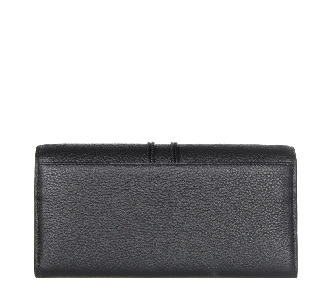 Malou Flap Long Wallet, Black